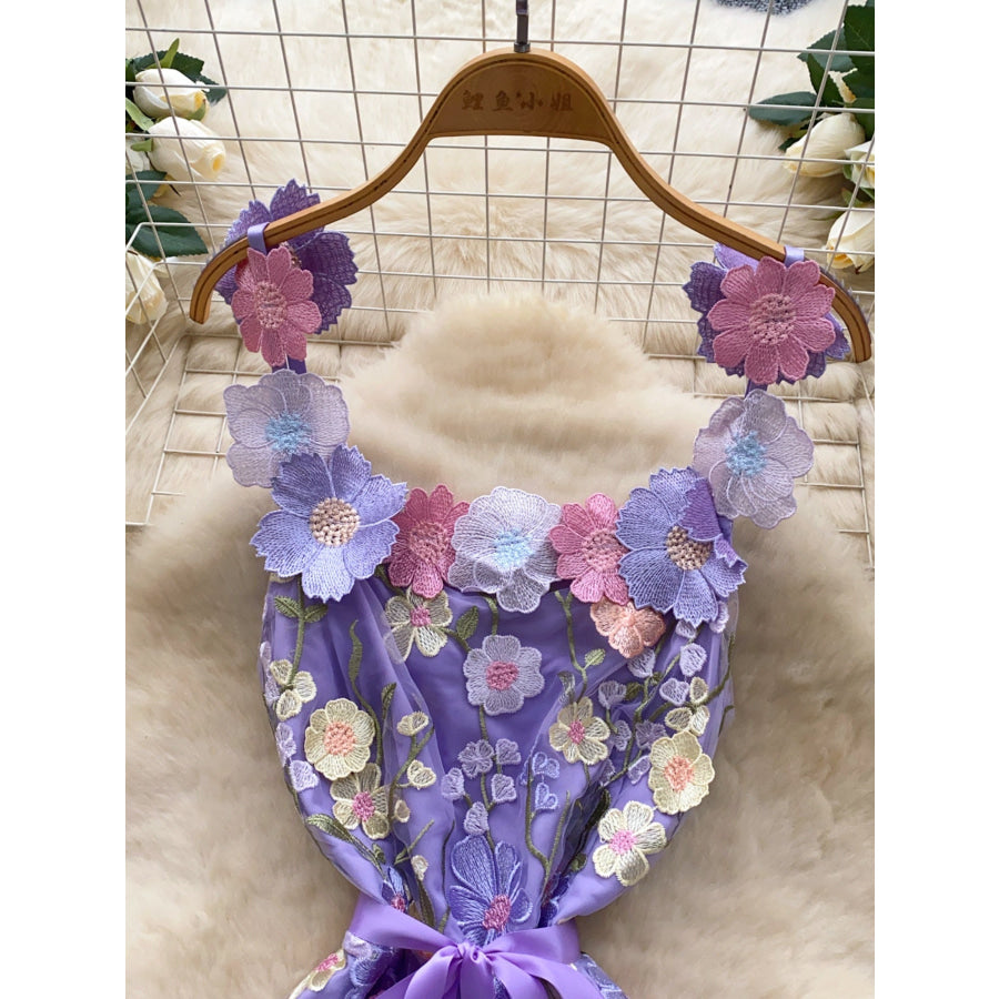 Floral Tie Waist Mini Dress Apparel and Accessories