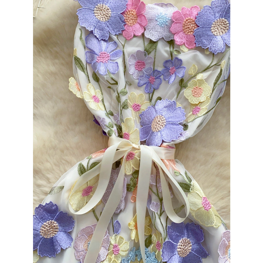 Floral Tie Waist Mini Dress Apparel and Accessories