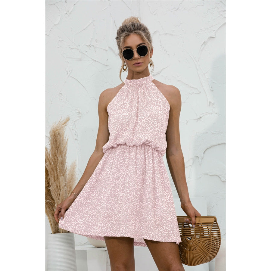 Floral Tied Sleeveless Mini Dress Blush Pink / M