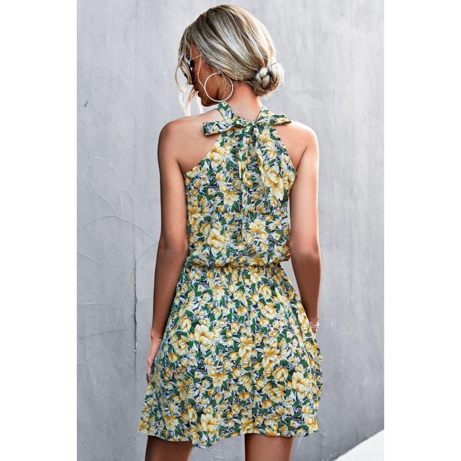 Floral Tied Sleeveless Mini Dress