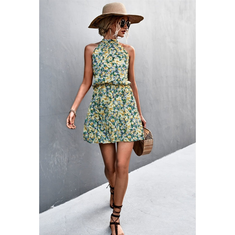 Floral Tied Sleeveless Mini Dress