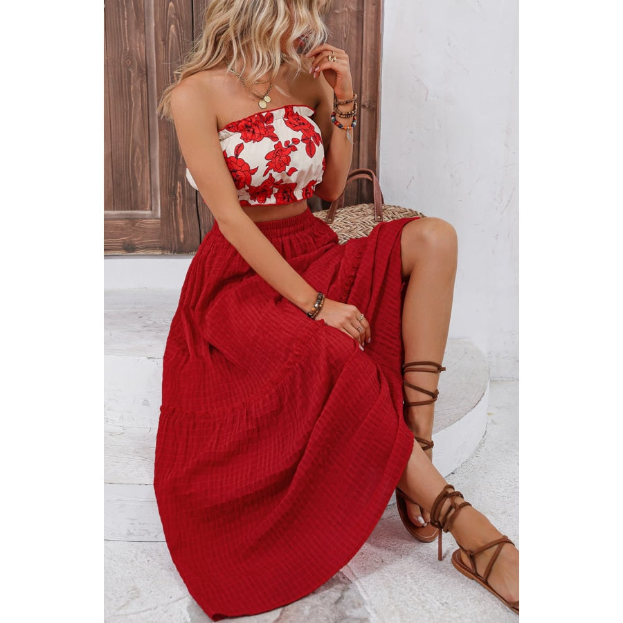 Floral Tube Top and Maxi Skirt Set