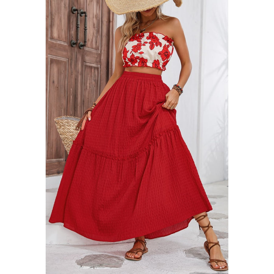 Floral Tube Top and Maxi Skirt Set