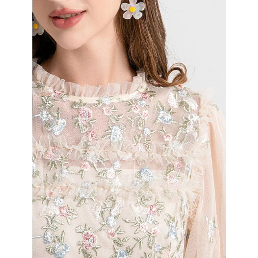 Floral Tulle Layered Maxi Dress Apparel and Accessories