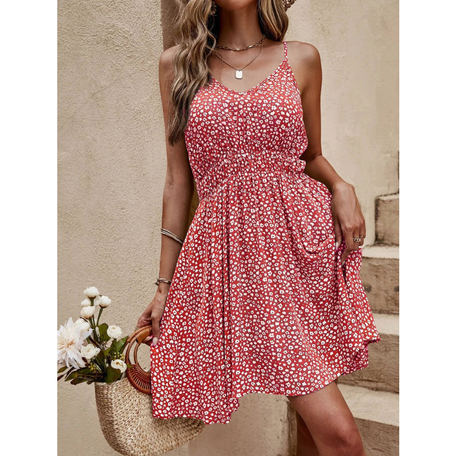 Floral V-Neck Mini Cami Dress Apparel and Accessories