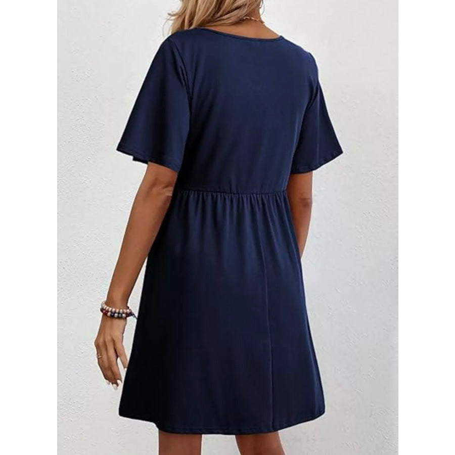 Floral V-Neck Mini Dress Apparel and Accessories