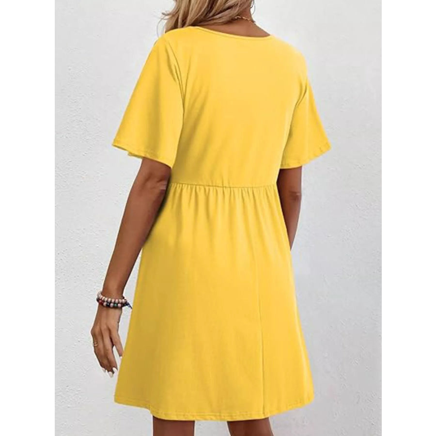 Floral V-Neck Mini Dress Apparel and Accessories