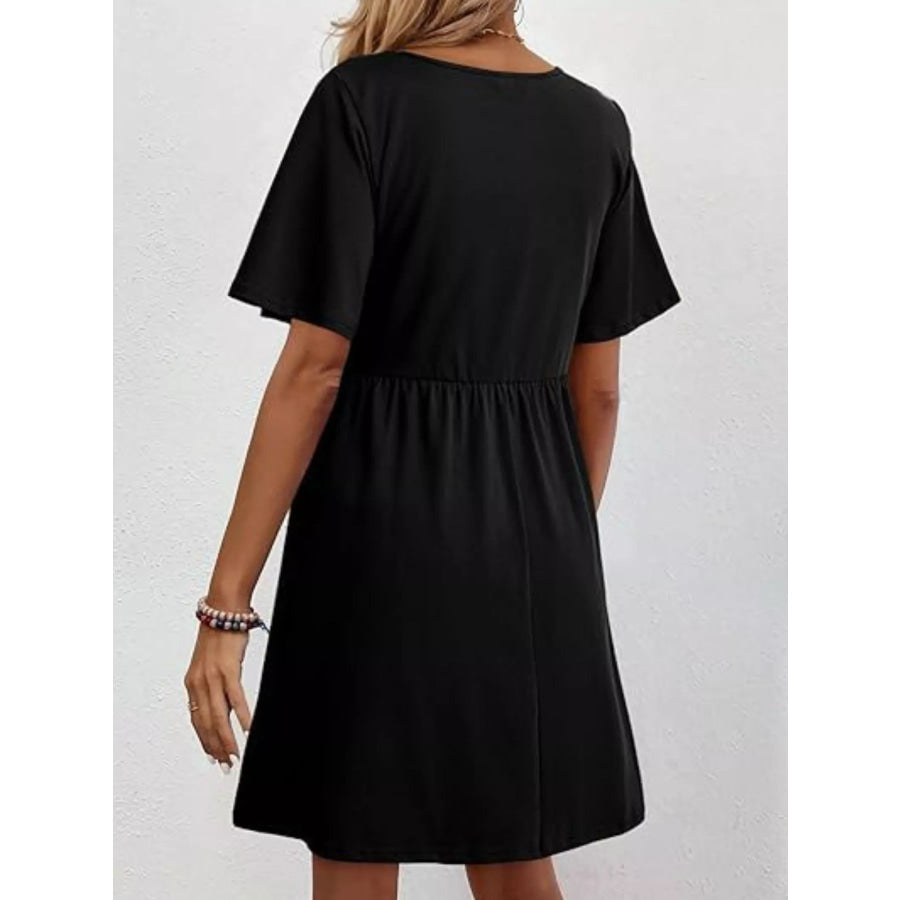 Floral V-Neck Mini Dress Apparel and Accessories