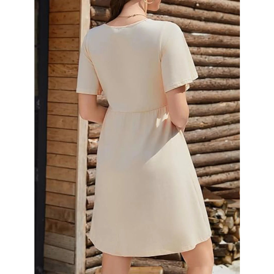 Floral V-Neck Mini Dress Apparel and Accessories