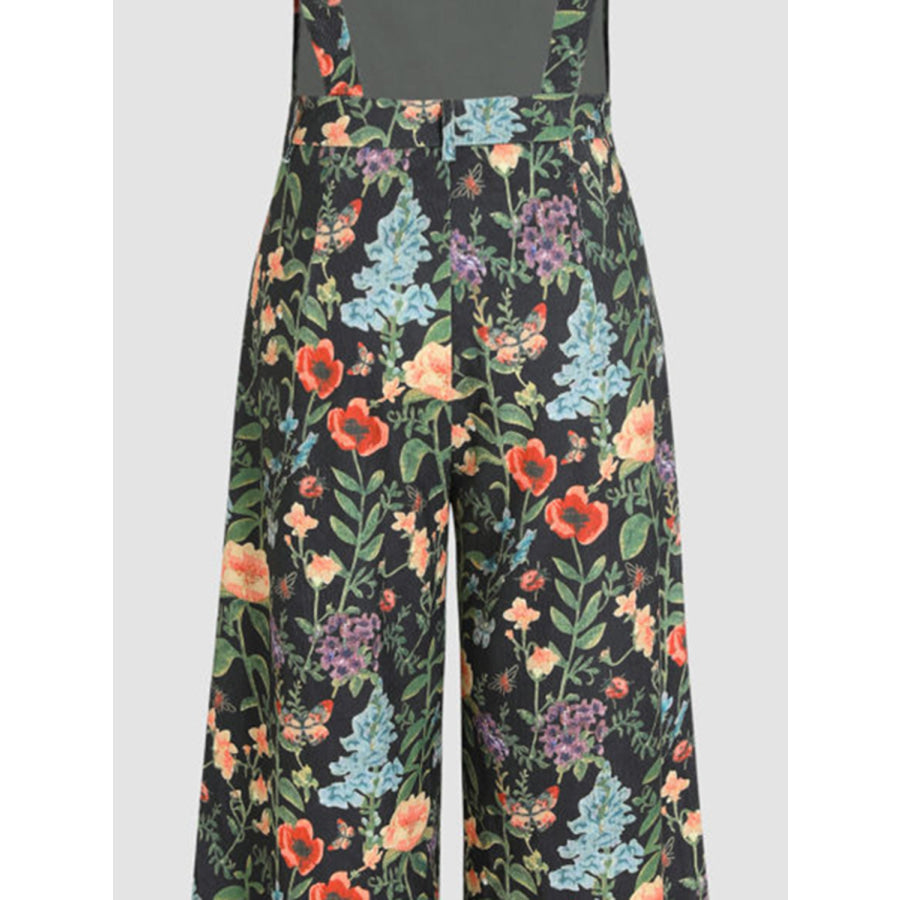 Floral Wide Leg Overalls Apparel and Accessories