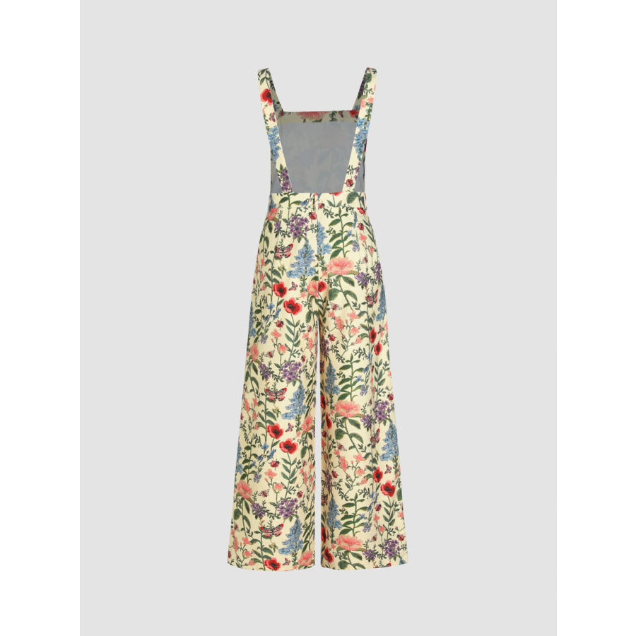 Floral Wide Leg Overalls Apparel and Accessories