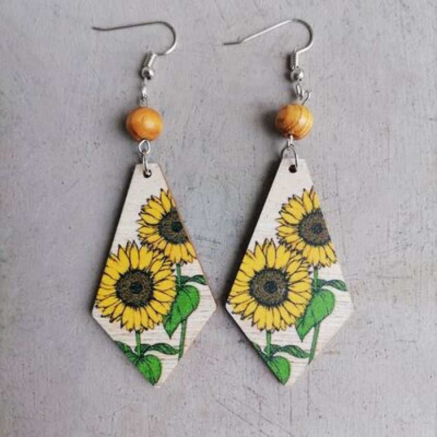 Floral Wooden Teardrop Earrings Apparel and Accessories