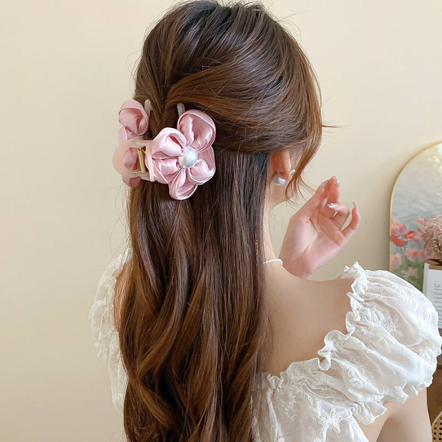 Flower Acrylic Hair Claw Clip Pink / One Size Apparel and Accessories