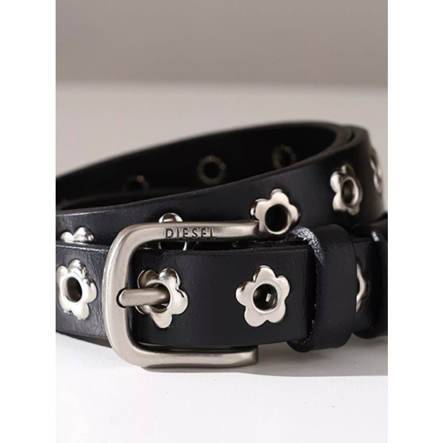 Flower Buckle Belt Black / ONESIZE Apparel and Accessories