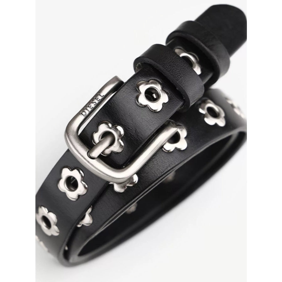 Flower Buckle Belt Black / ONESIZE Apparel and Accessories