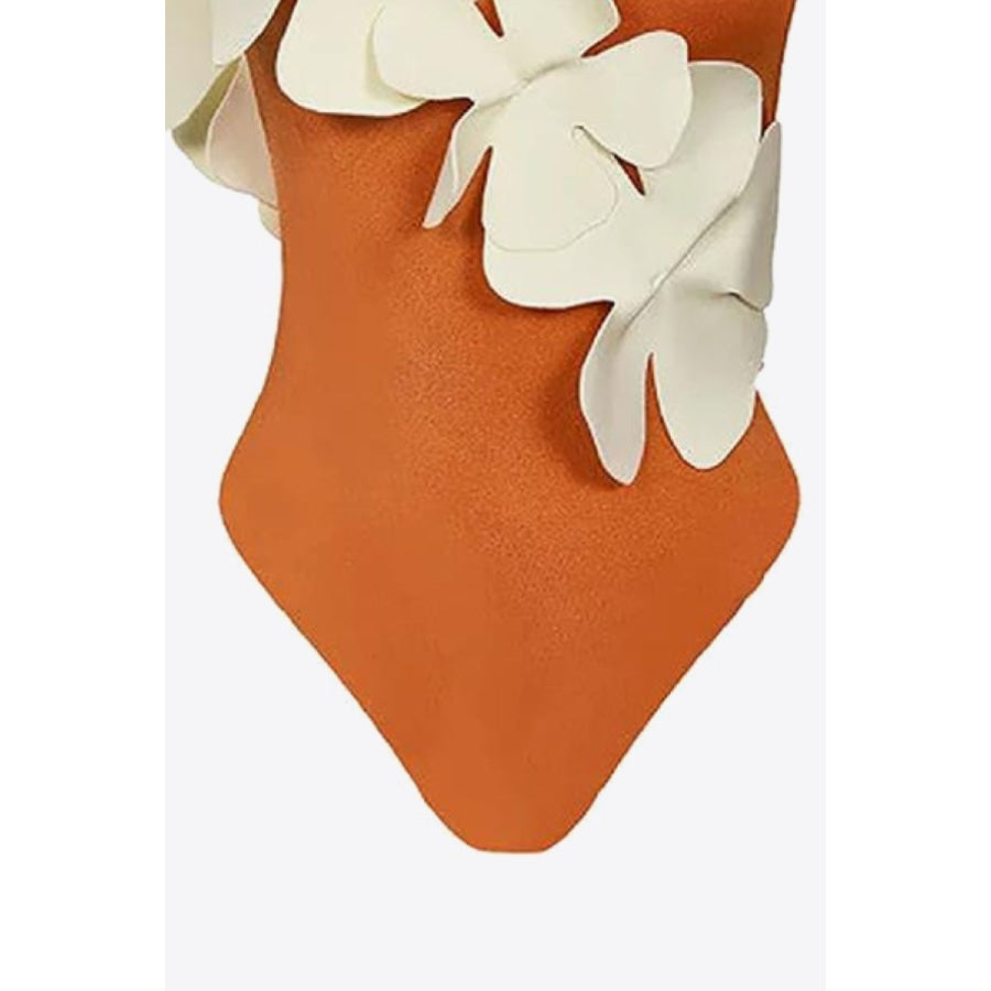 Flower Contrast One-Piece Swimsuit