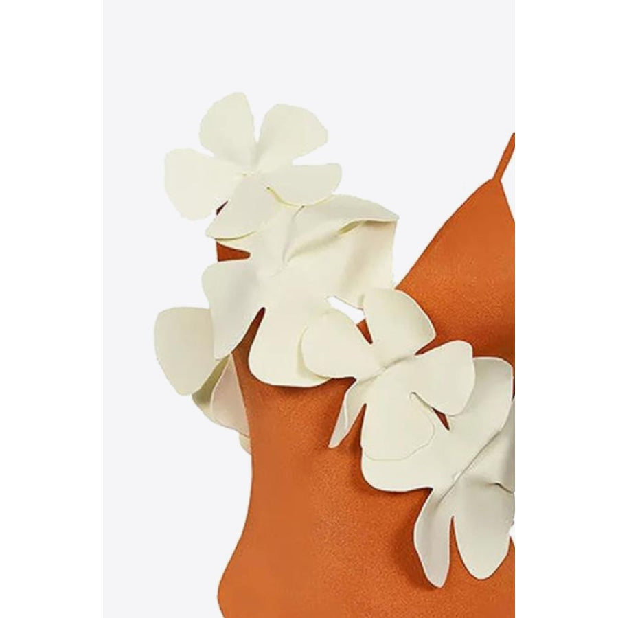 Flower Contrast One-Piece Swimsuit