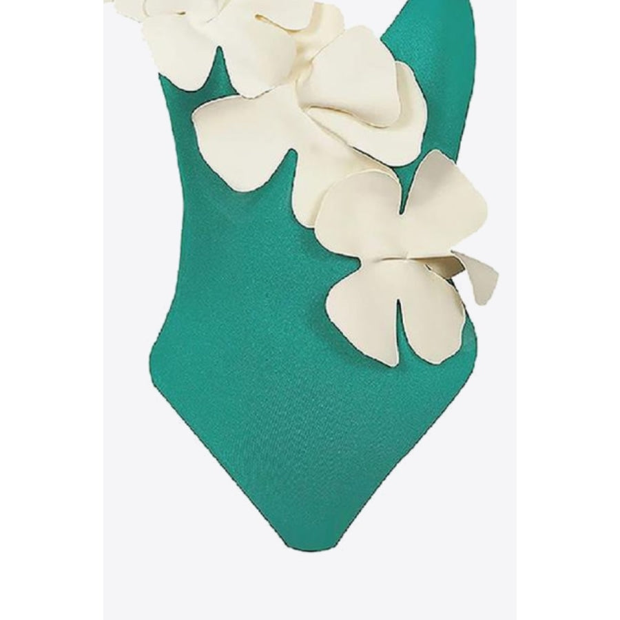 Flower Contrast One-Piece Swimsuit