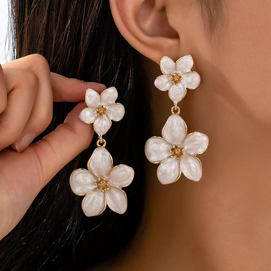 Flower Dangle Earrings Beige / onesize Apparel and Accessories