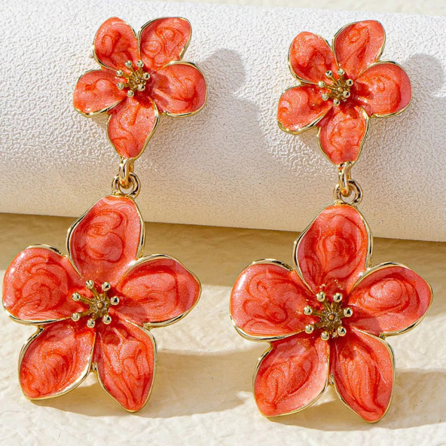 Flower Dangle Earrings Orange / onesize Apparel and Accessories