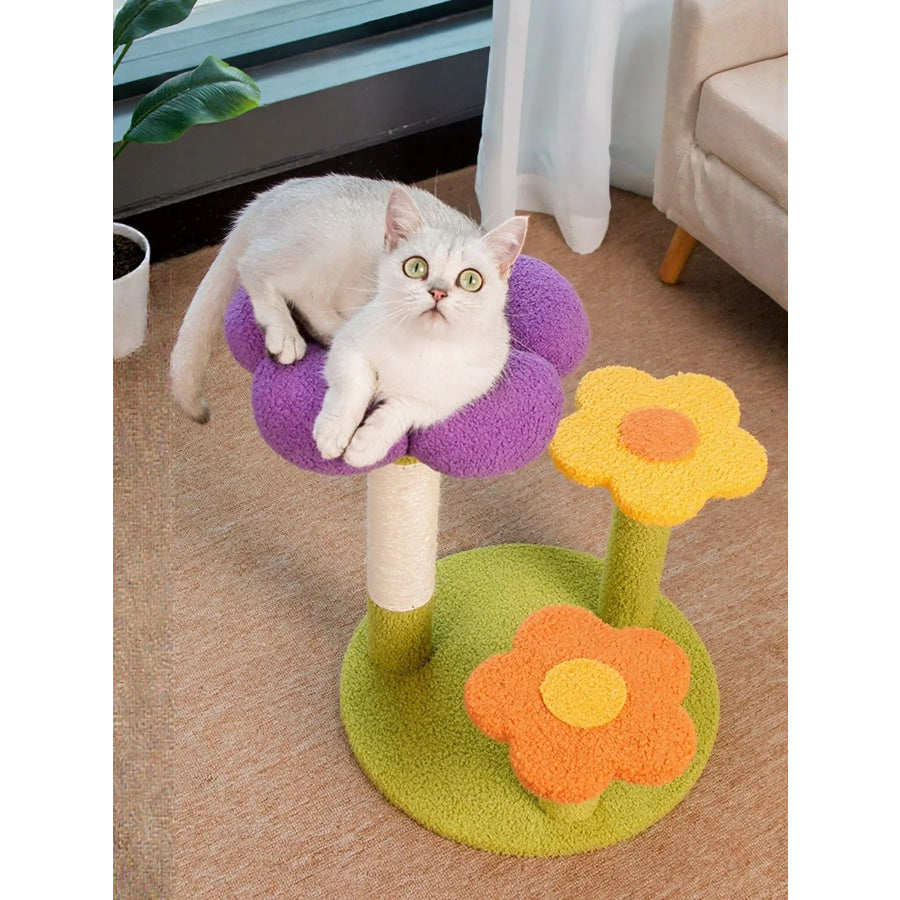 Flower Design Cat Tree with Scratching Post Flower Shape / One Size Apparel and Accessories