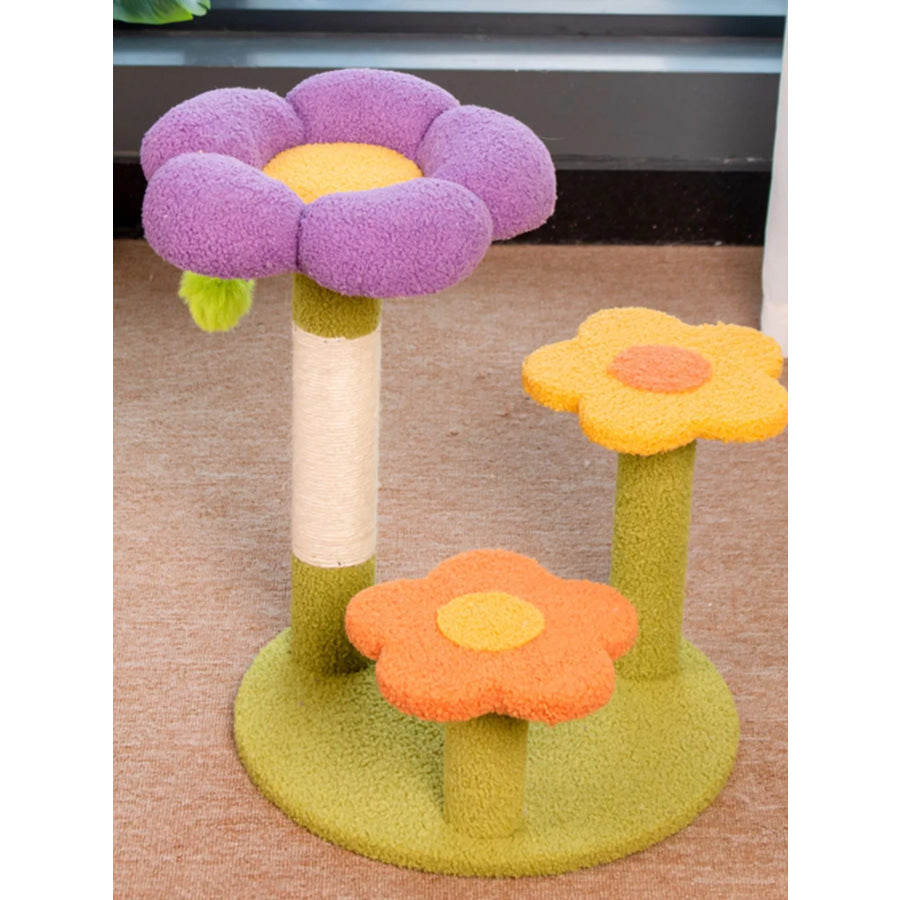Flower Design Cat Tree with Scratching Post Flower Shape / One Size Apparel and Accessories