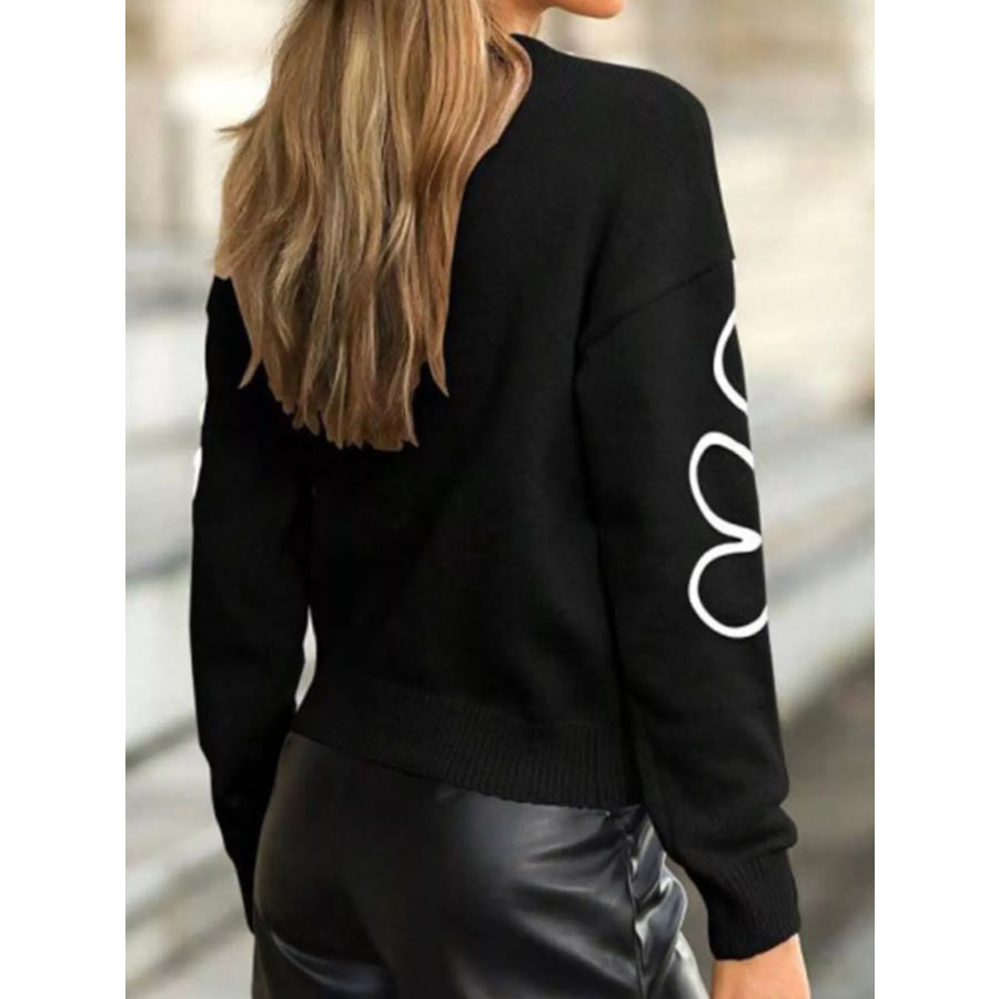 Flower Dropped Shoulder Sweater Apparel and Accessories