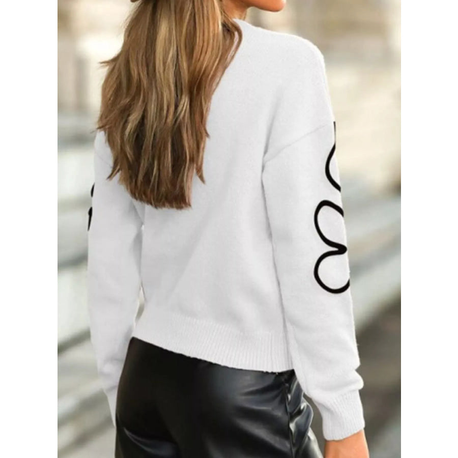 Flower Dropped Shoulder Sweater Apparel and Accessories