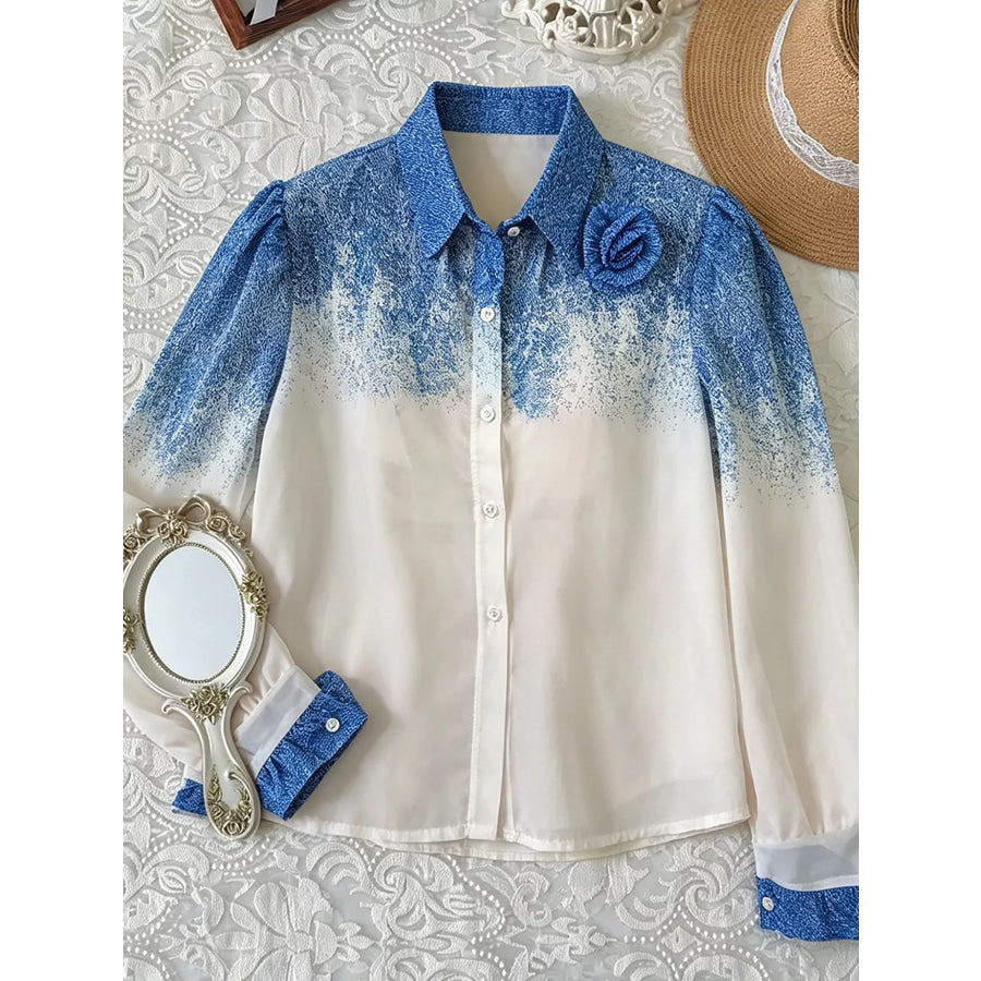 Flower Gradient Button Up Shirt Apparel and Accessories
