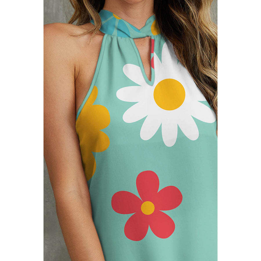 Flower Grecian Neck Tank Apparel and Accessories