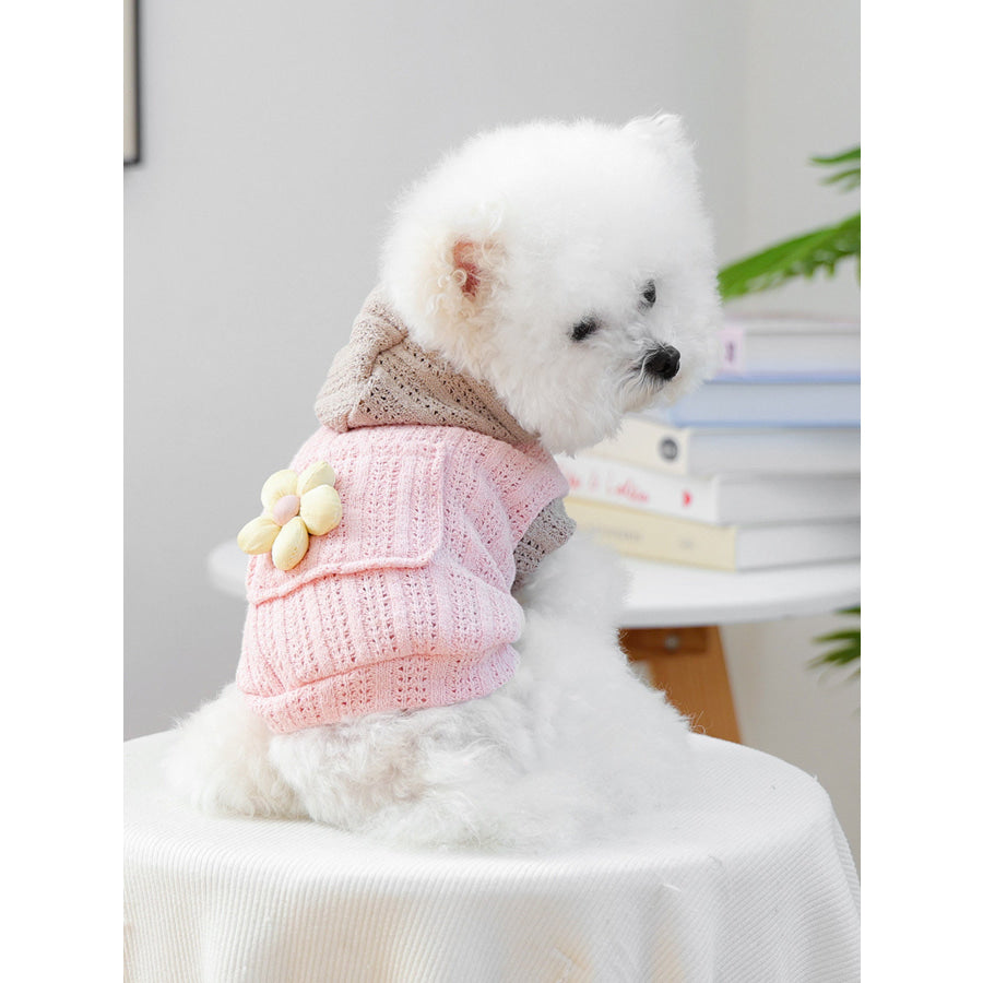 Flower Knitted Pet Hoodie Blush Pink / XS Apparel and Accessories