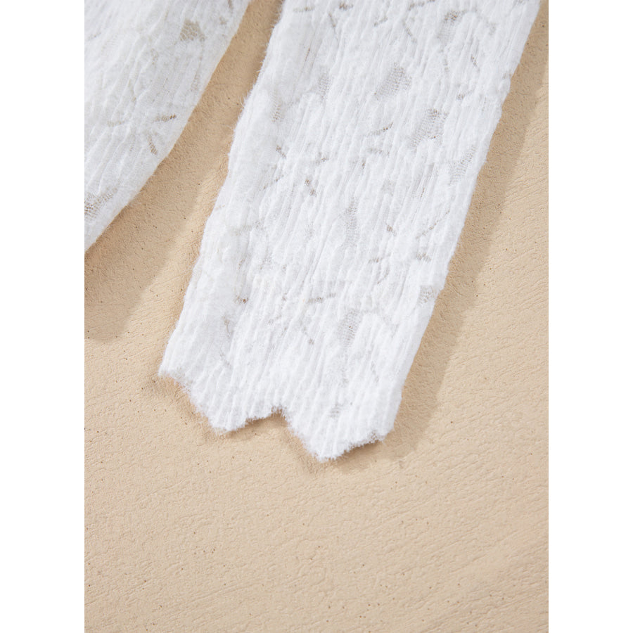 Flower Lace Mock Neck Long Sleeve Top Apparel and Accessories