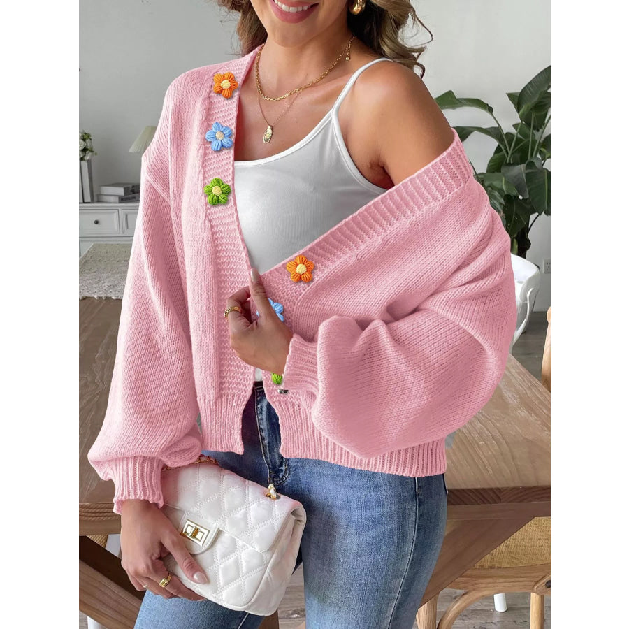 Flower Open Front Cardigan Apparel and Accessories