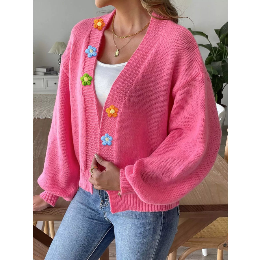 Flower Open Front Cardigan Apparel and Accessories