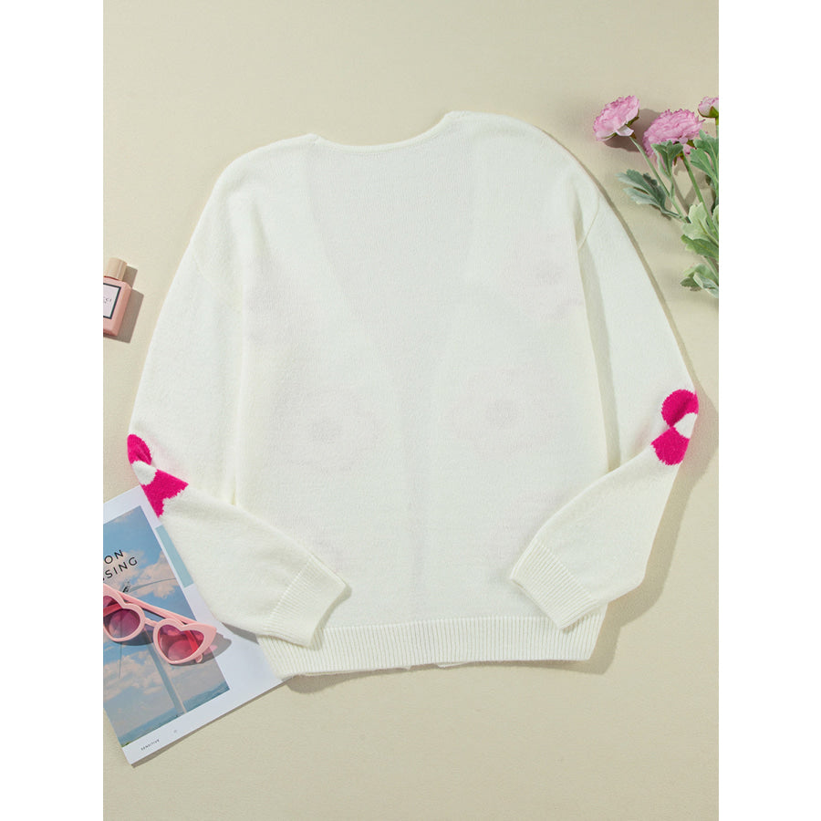 Flower Open Front Long Sleeve Cardigan Apparel and Accessories