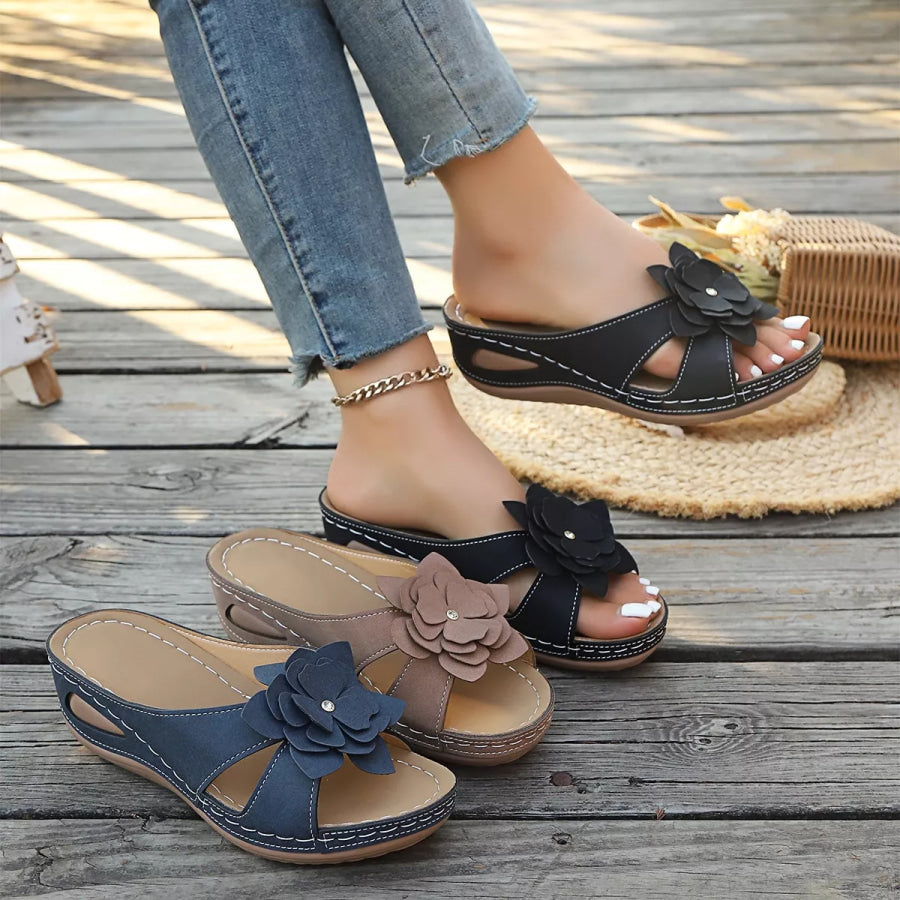 Flower Open Toe Wedge Sandals Apparel and Accessories