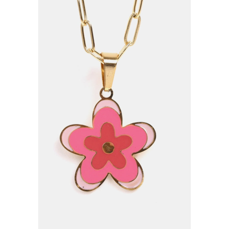 Flower Pendant Stainless Steel Necklace