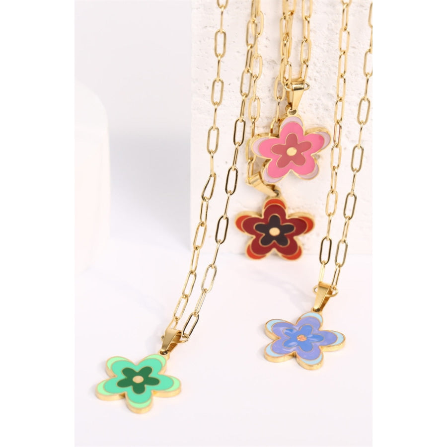 Flower Pendant Stainless Steel Necklace