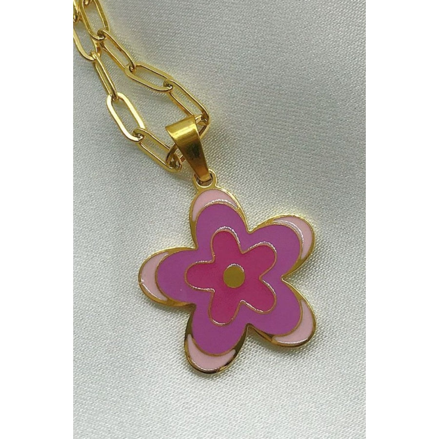 Flower Pendant Stainless Steel Necklace