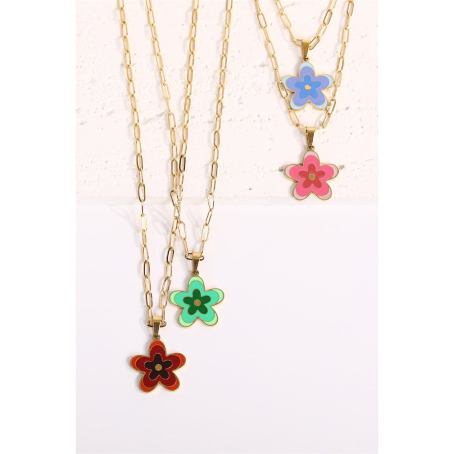 Flower Pendant Stainless Steel Necklace