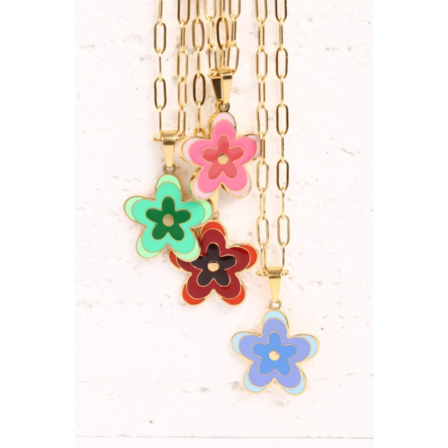 Flower Pendant Stainless Steel Necklace