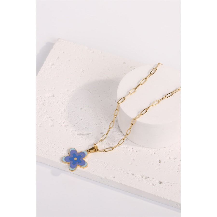 Flower Pendant Stainless Steel Necklace