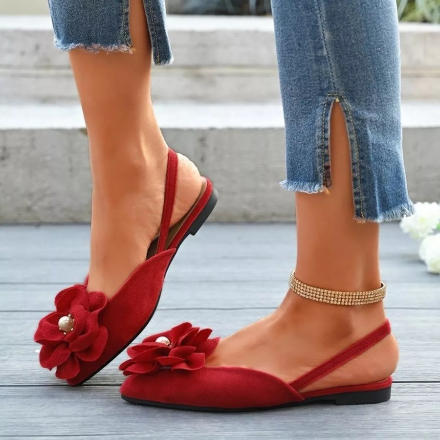 Flower Point Toe Flats Sandals Apparel and Accessories