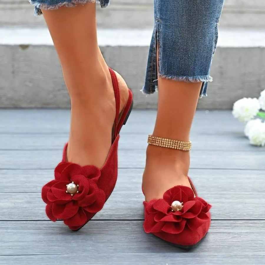 Flower Point Toe Flats Sandals Apparel and Accessories