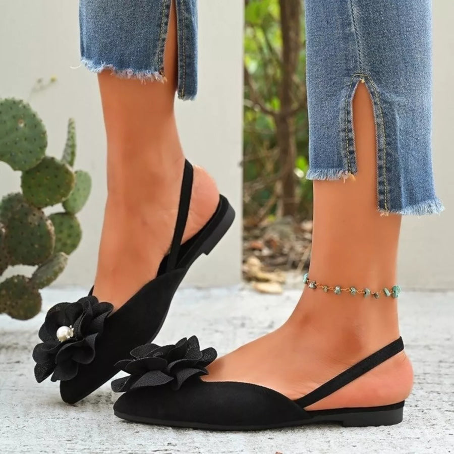 Flower Point Toe Flats Sandals Apparel and Accessories
