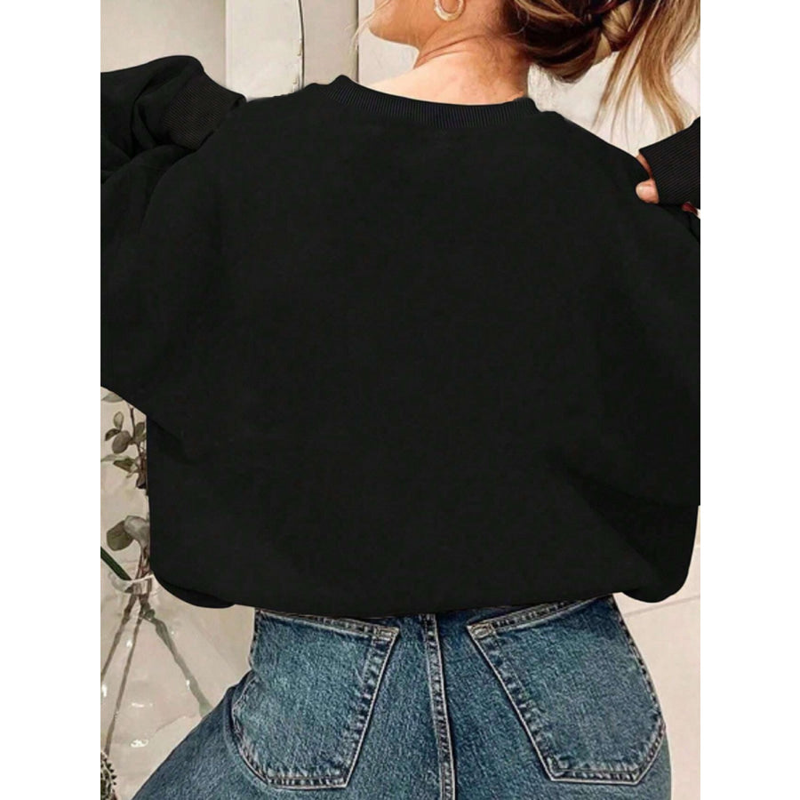 Flower Round Neck Long Sleeve Sweatshirt Apparel and Accessories