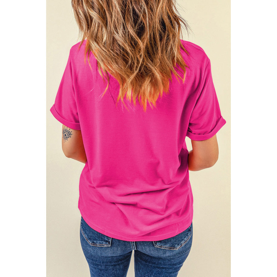 Flower Round Neck Short Sleeve T - Shirt Apparel and Accessories