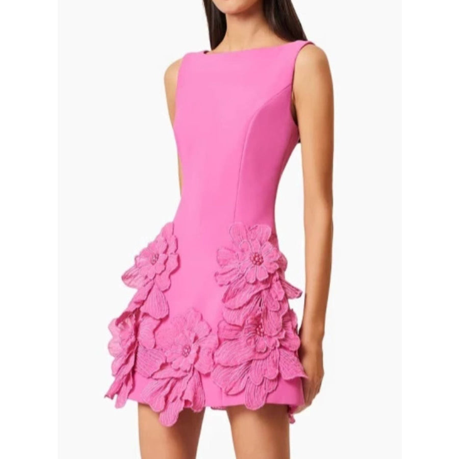 Flower Round Neck Sleeveless Dress Apparel and Accessories