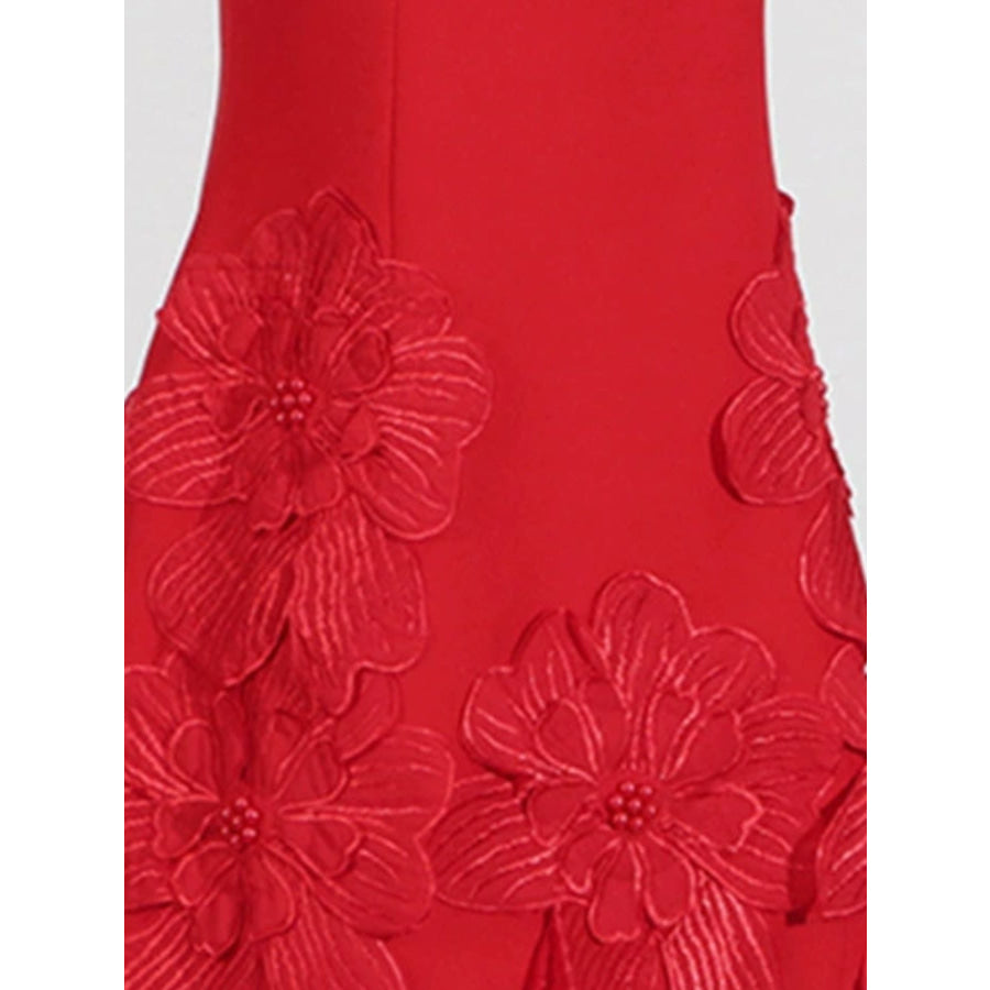Flower Round Neck Sleeveless Dress Apparel and Accessories