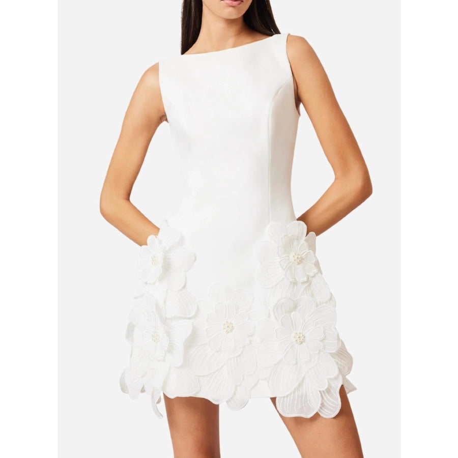Flower Round Neck Sleeveless Dress Apparel and Accessories